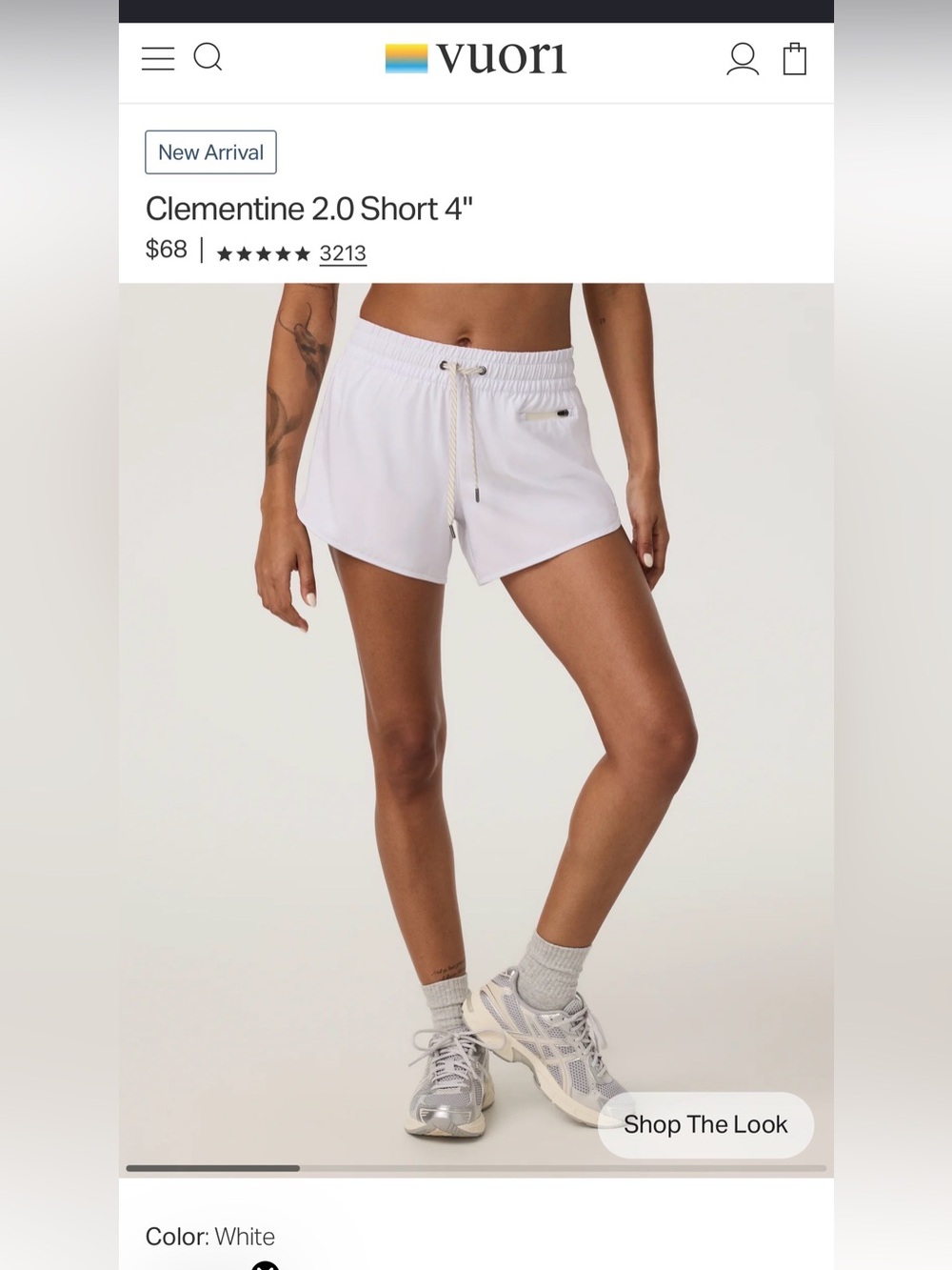 Vuori White Clementine 2.0 4" Athletic Shorts